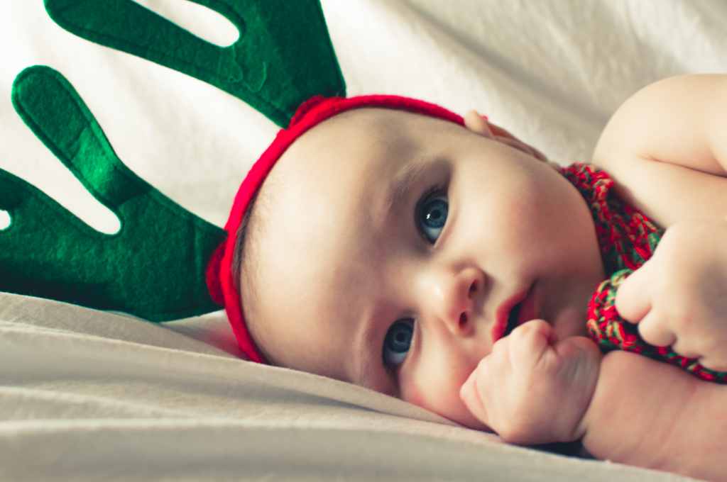 close up baby christmas photo