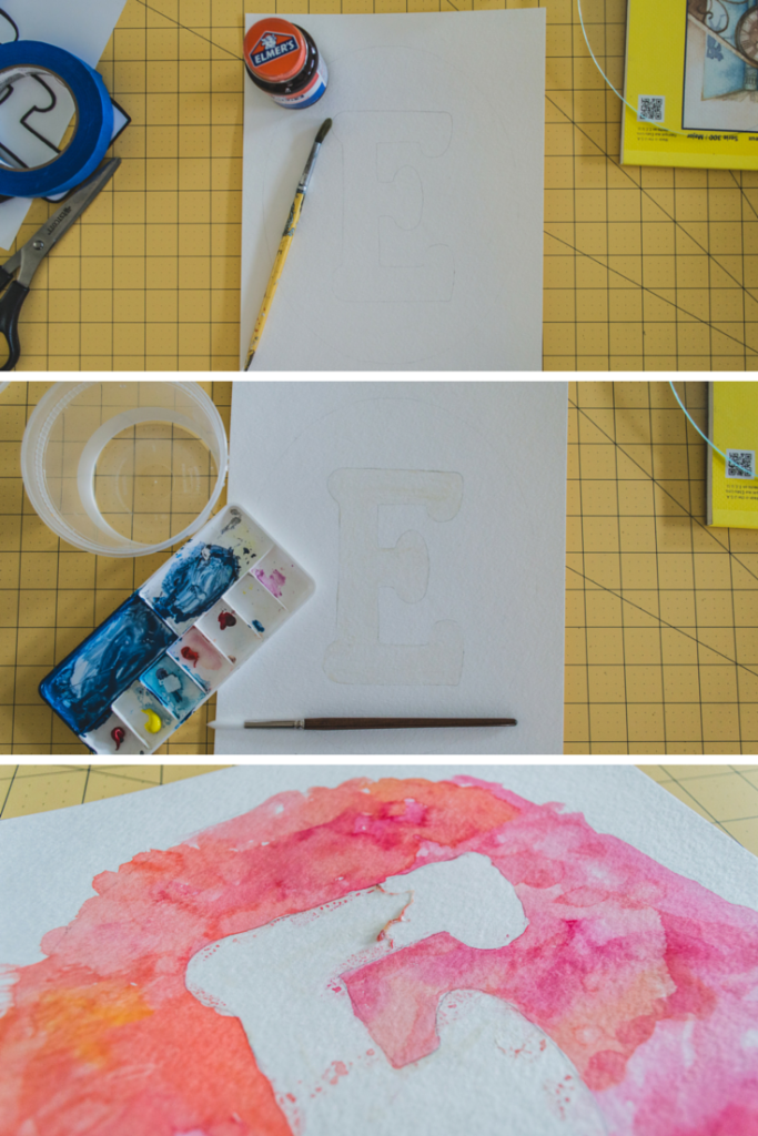 steps for water color letter art