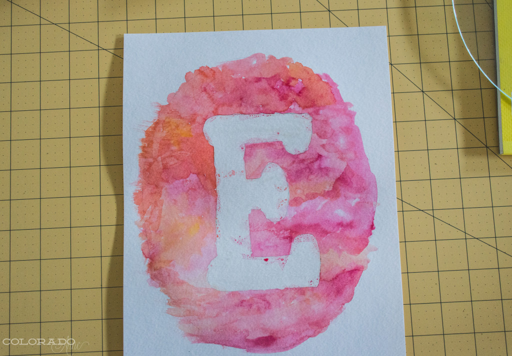 water color and rubber cement letter