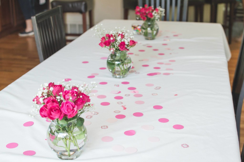 table flowers - Chevron Baby Shower