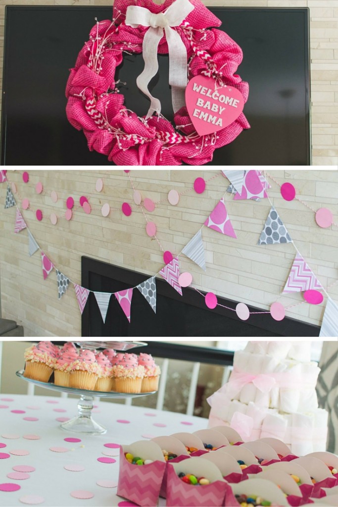 Pink & Gray Chevron Baby Shower - Baby Girl